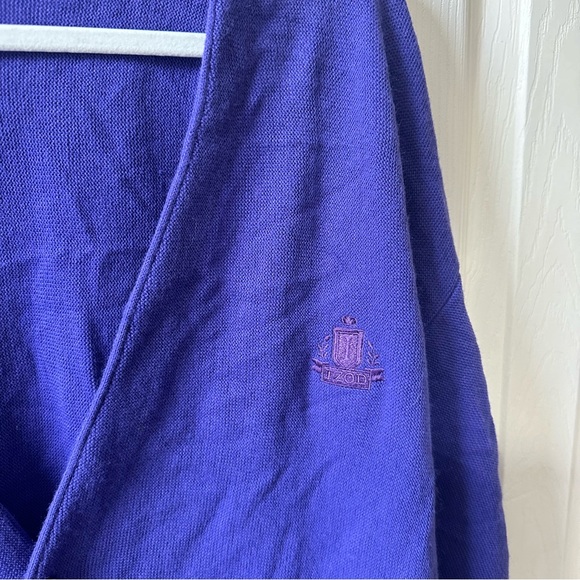 Vintage Izod Knit Purple Vneck Button Down Cardigan Crest Logo Women’s Size XLT - Picture 2 of 9